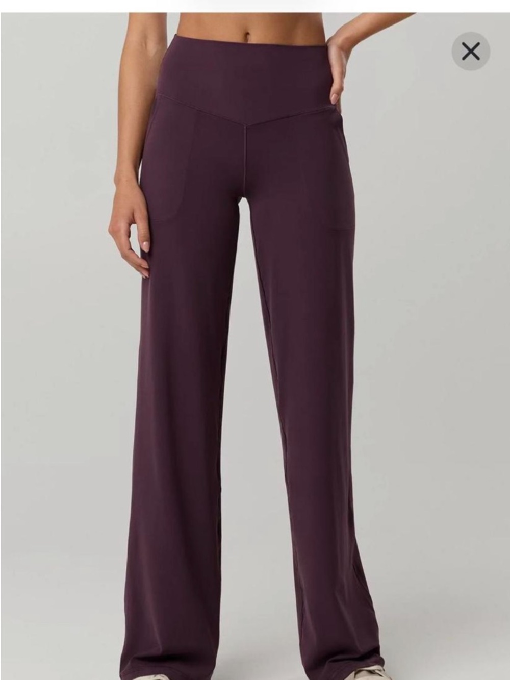 Wide-Leg High-Rise ribbed trouser Pants in Deep Plum